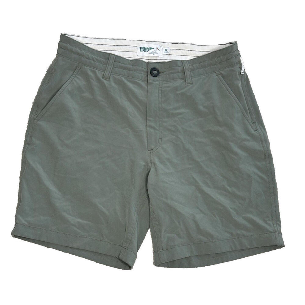 Wellen Shorts Hybrid Chino Men 30 Stretch Drawstring Zip Performance Olive Green - Picture 1 of 7